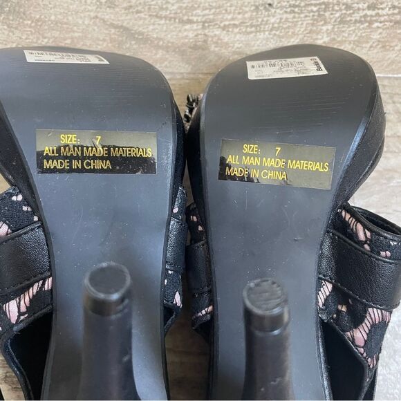 BKE Lace Open Toe Stiletto Sandals Size 7 Buckle Edgy Black Bikercore High Heels - Picture 5 of 12